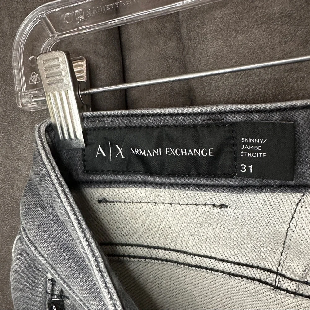 Armani Exchange Grey Skinny Jeans Premium Stretch Denim Size 31 Modern Casual